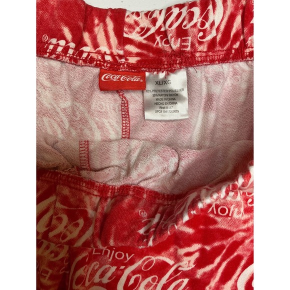Coca-Cola Lounge Shorts Red White Logo Print Sleepwear XL/XG - Picture 2 of 3